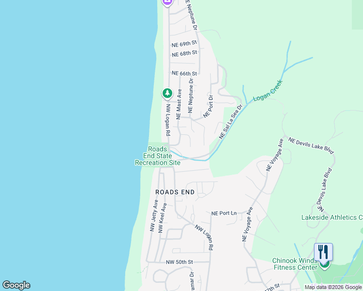 map of restaurants, bars, coffee shops, grocery stores, and more near 1924 Northeast Spindrift Court in Lincoln City
