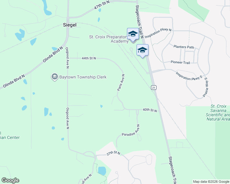 map of restaurants, bars, coffee shops, grocery stores, and more near 4124 Paris Avenue North in Stillwater