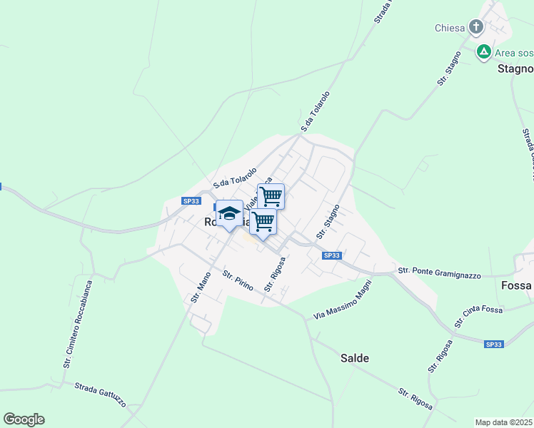 map of restaurants, bars, coffee shops, grocery stores, and more near 10 Piazza Giuseppe Garibaldi in Roccabianca