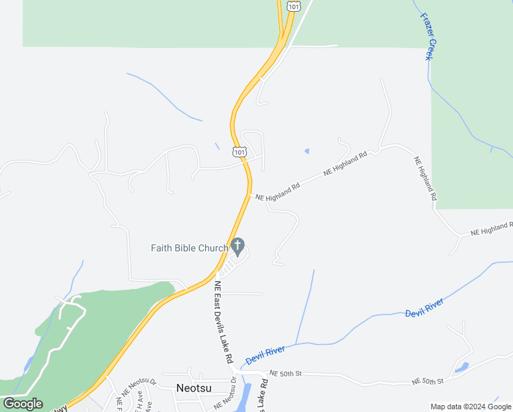 map of restaurants, bars, coffee shops, grocery stores, and more near 5646 Northeast Highland Road in Otis