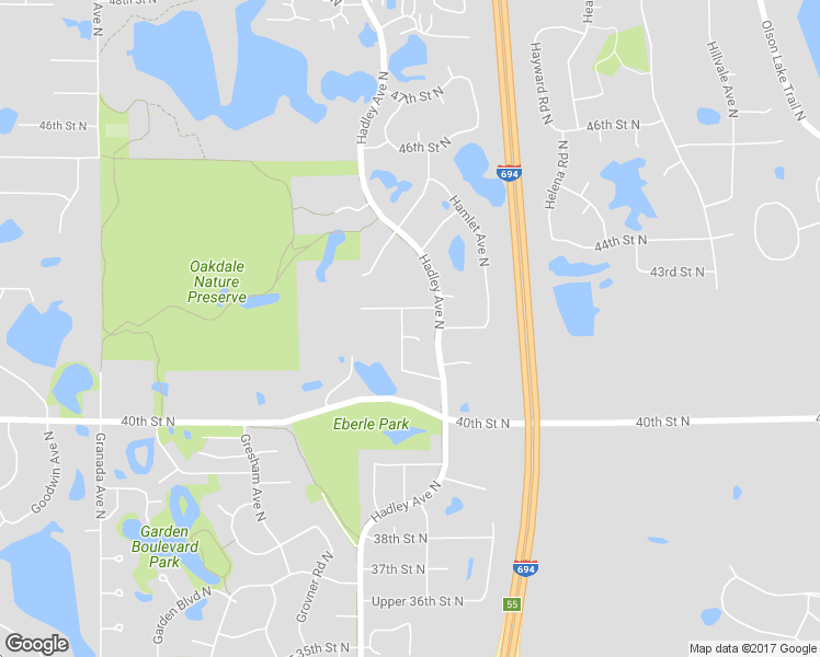 map of restaurants, bars, coffee shops, grocery stores, and more near 7094 42nd Street Court in Oakdale