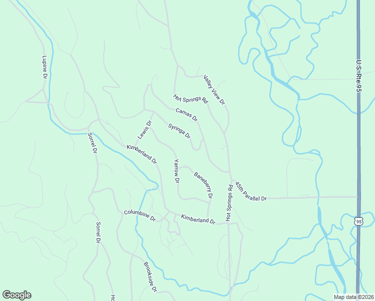 map of restaurants, bars, coffee shops, grocery stores, and more near 2983 Syringa Drive in New Meadows