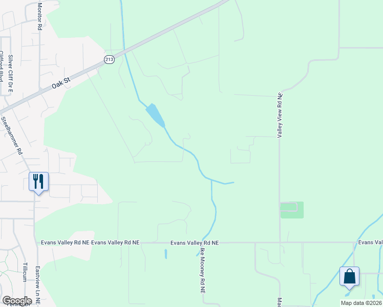 map of restaurants, bars, coffee shops, grocery stores, and more near 6006 Century Oak Lane Northeast in Silverton