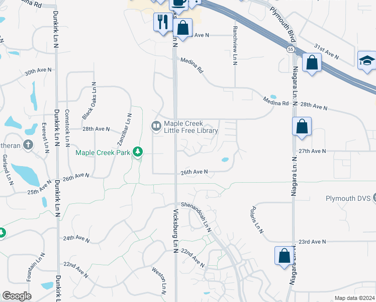 map of restaurants, bars, coffee shops, grocery stores, and more near 2710 Upland Court in Minneapolis