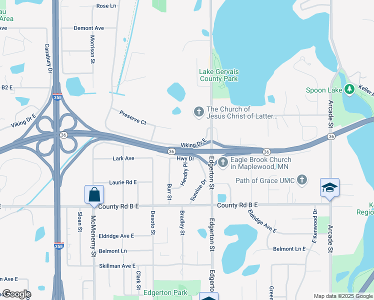 map of restaurants, bars, coffee shops, grocery stores, and more near 534 Highway Drive in Saint Paul