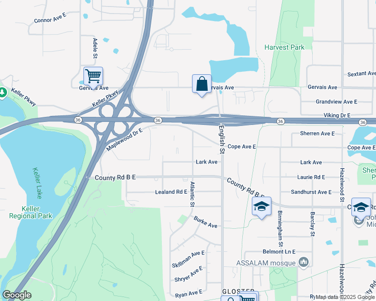 map of restaurants, bars, coffee shops, grocery stores, and more near 1248 Cope Avenue East in Maplewood
