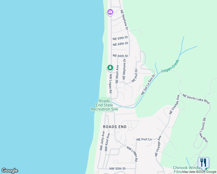 map of restaurants, bars, coffee shops, grocery stores, and more near 6225 Northwest Logan Road in Lincoln City