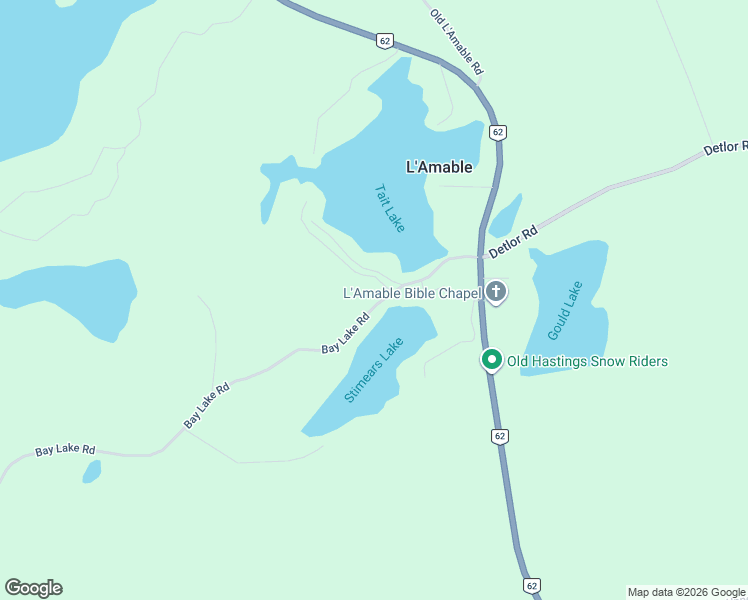 map of restaurants, bars, coffee shops, grocery stores, and more near 70 Bay Lake Road in Bancroft