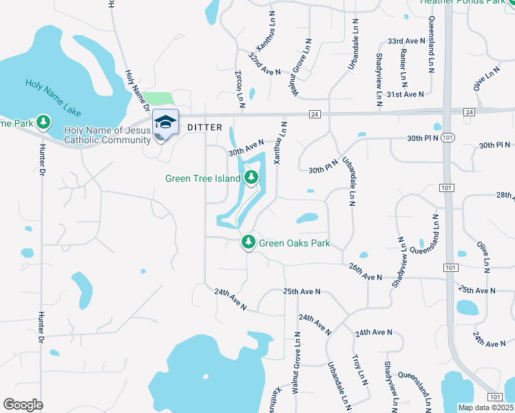 map of restaurants, bars, coffee shops, grocery stores, and more near 2825 Xanthus Lane North in Plymouth