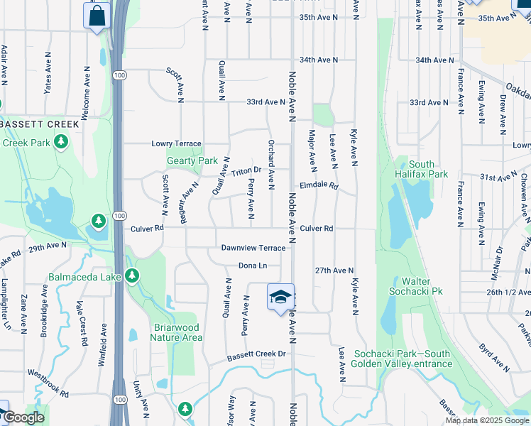 map of restaurants, bars, coffee shops, grocery stores, and more near 2925 Orchard Avenue North in Minneapolis