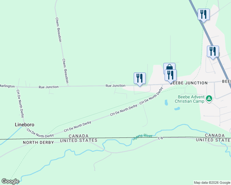 map of restaurants, bars, coffee shops, grocery stores, and more near 40 Rue des Tailleurs de Pierre in Stanstead