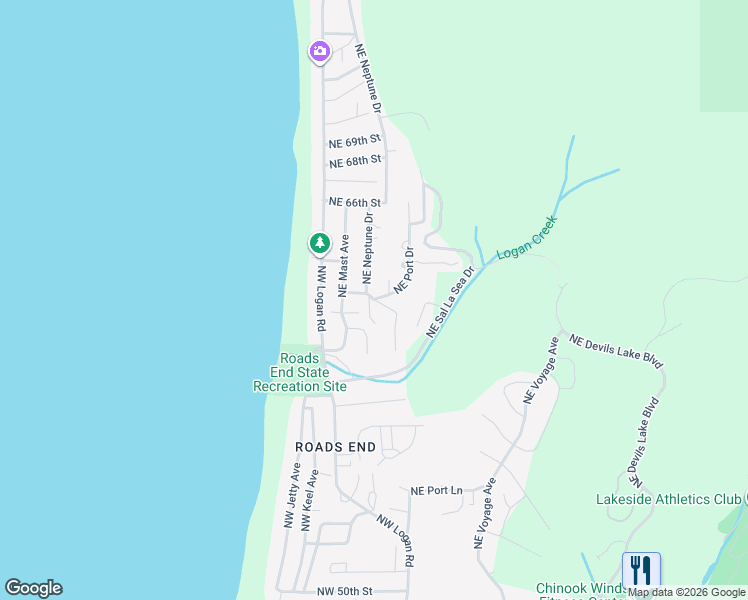 map of restaurants, bars, coffee shops, grocery stores, and more near 6200 Northeast Port Drive in Lincoln City