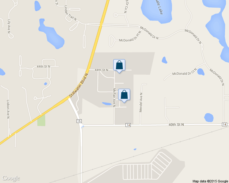 map of restaurants, bars, coffee shops, grocery stores, and more near 7616 43rd Street North in Stillwater