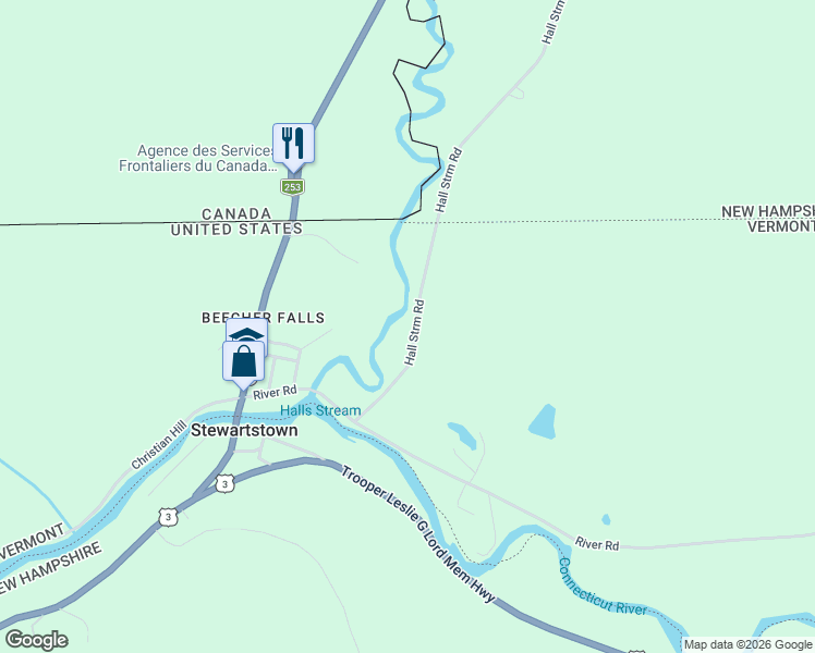 map of restaurants, bars, coffee shops, grocery stores, and more near 219 Hall Stream Road in Canaan