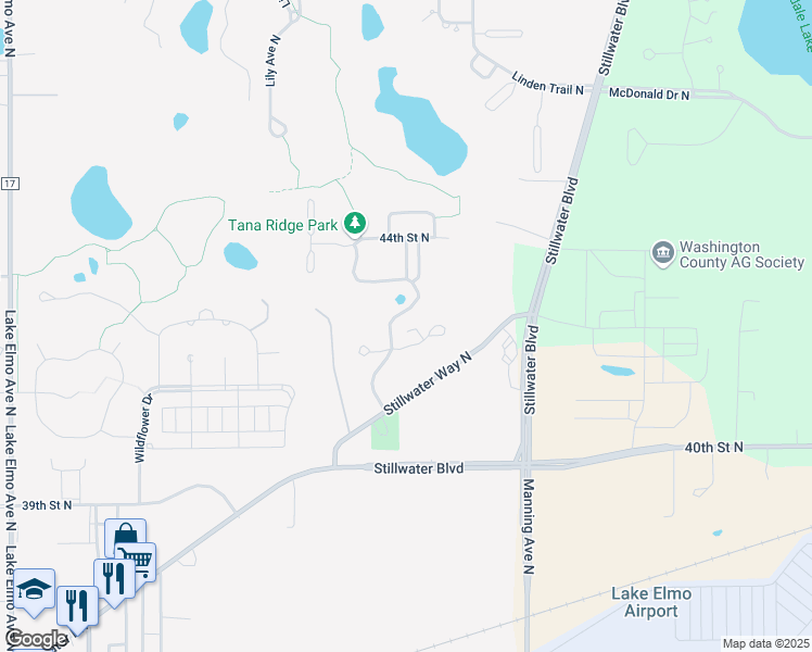 map of restaurants, bars, coffee shops, grocery stores, and more near 11750 Little Bluestem Court North in Lake Elmo