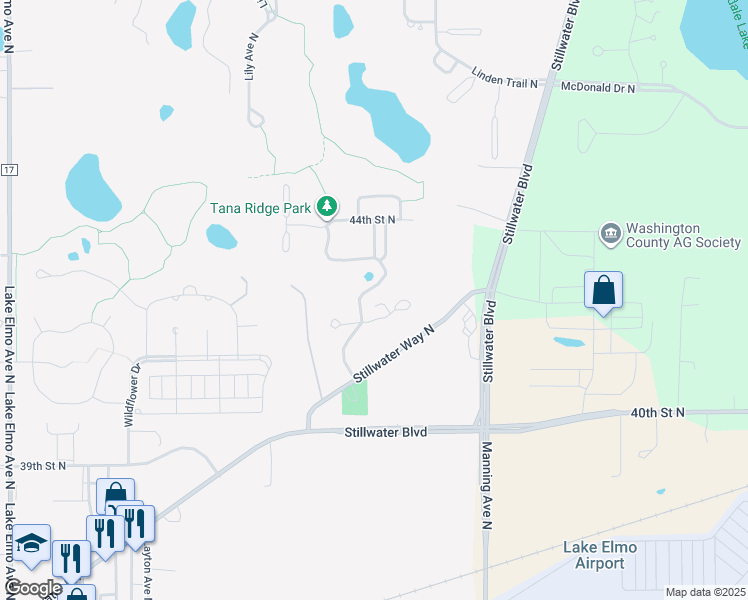 map of restaurants, bars, coffee shops, grocery stores, and more near 11750 Little Bluestem Court North in Lake Elmo