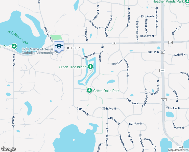 map of restaurants, bars, coffee shops, grocery stores, and more near 2825 Xanthus Lane North in Plymouth
