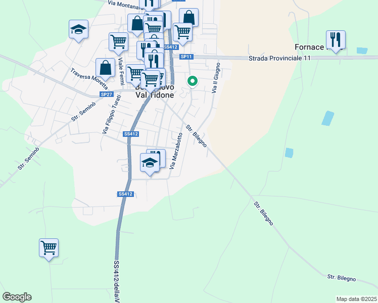 map of restaurants, bars, coffee shops, grocery stores, and more near 18 Via Giuseppe Verdi in Borgonovo Val Tidone