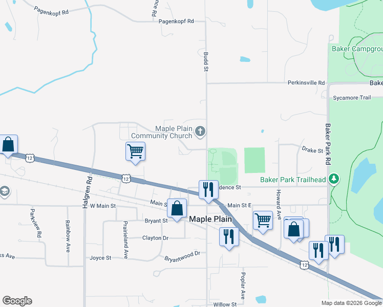 map of restaurants, bars, coffee shops, grocery stores, and more near 5255 Manchester Drive in Maple Plain