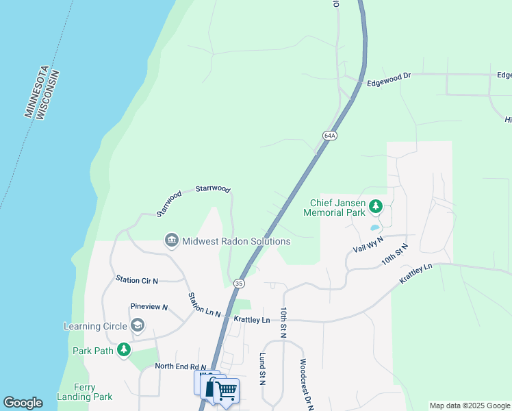 map of restaurants, bars, coffee shops, grocery stores, and more near 1032 Wisconsin 35 in Hudson