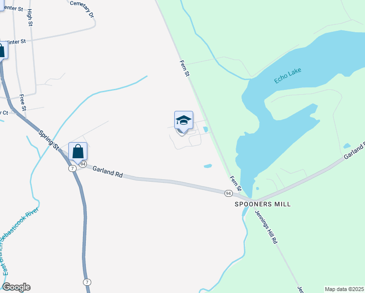 map of restaurants, bars, coffee shops, grocery stores, and more near 175 Fern Street in Dexter