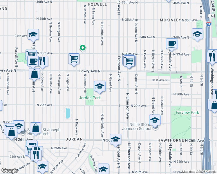map of restaurants, bars, coffee shops, grocery stores, and more near 3019 North Girard Avenue in Minneapolis