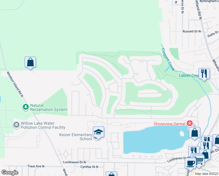 map of restaurants, bars, coffee shops, grocery stores, and more near 850 Crenshaw Loop North in Keizer