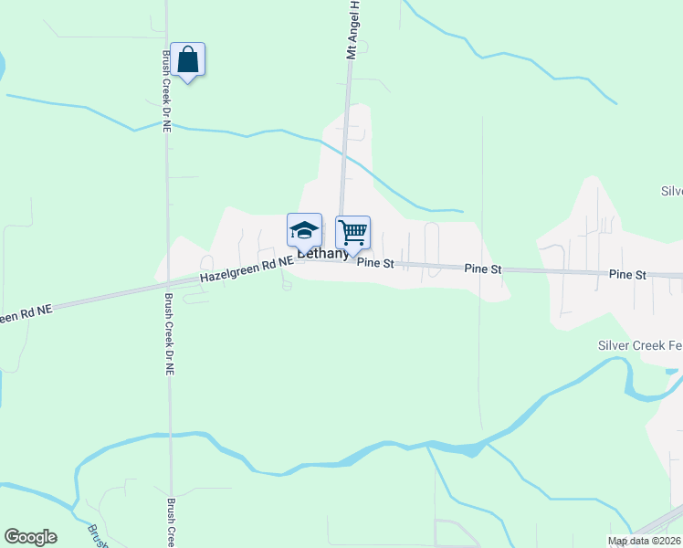 map of restaurants, bars, coffee shops, grocery stores, and more near 1794 Pine Street in Silverton