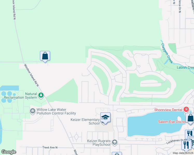 map of restaurants, bars, coffee shops, grocery stores, and more near 911 Player Drive North in Keizer