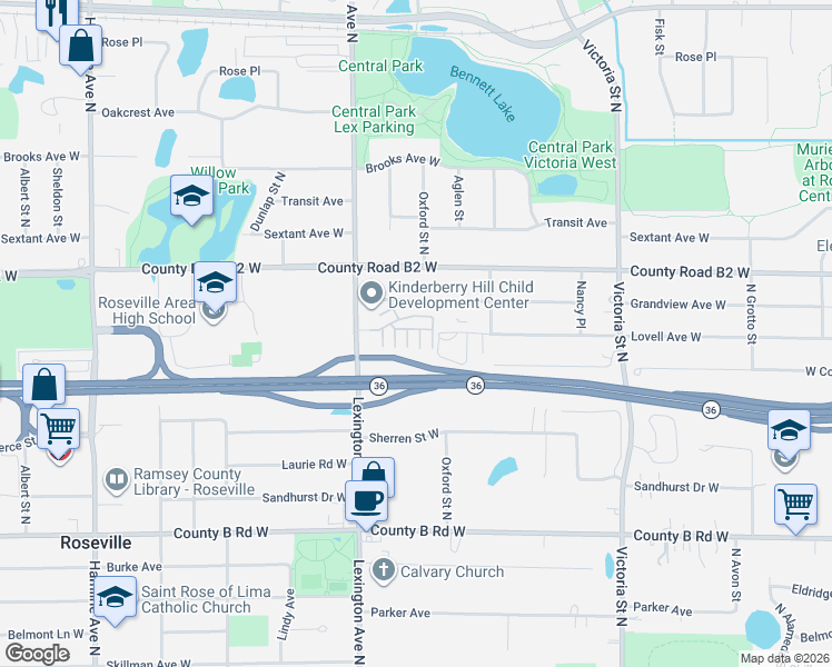 map of restaurants, bars, coffee shops, grocery stores, and more near 1033 Lovell Avenue West in Saint Paul
