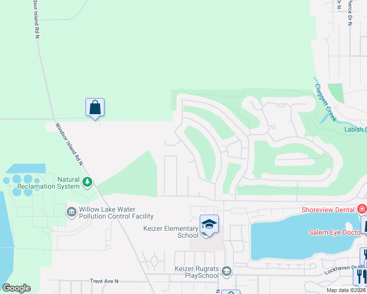 map of restaurants, bars, coffee shops, grocery stores, and more near 906 Henning Way North in Keizer