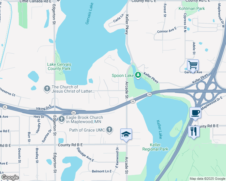 map of restaurants, bars, coffee shops, grocery stores, and more near 2395 Reidmond Avenue in Saint Paul