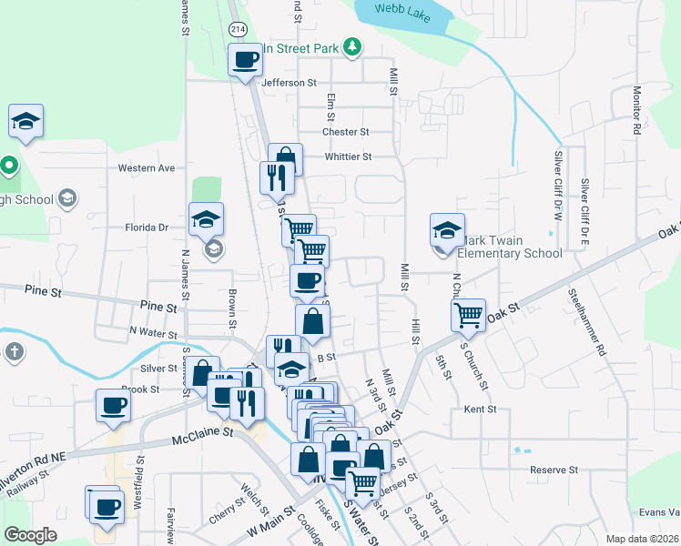 map of restaurants, bars, coffee shops, grocery stores, and more near 421 Lone Oaks Loop in Silverton
