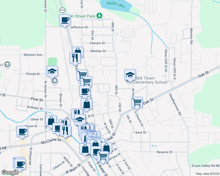 map of restaurants, bars, coffee shops, grocery stores, and more near 421 Lone Oaks Loop in Silverton