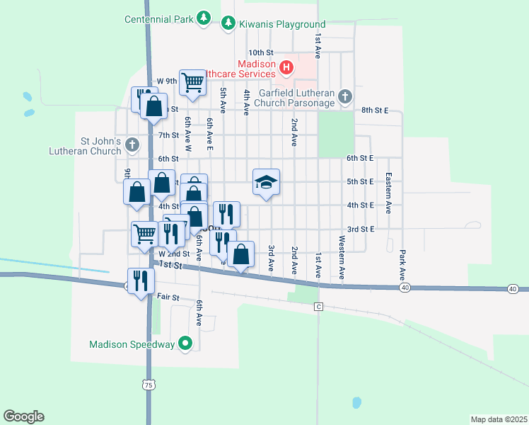 map of restaurants, bars, coffee shops, grocery stores, and more near 400 3rd Avenue in Madison