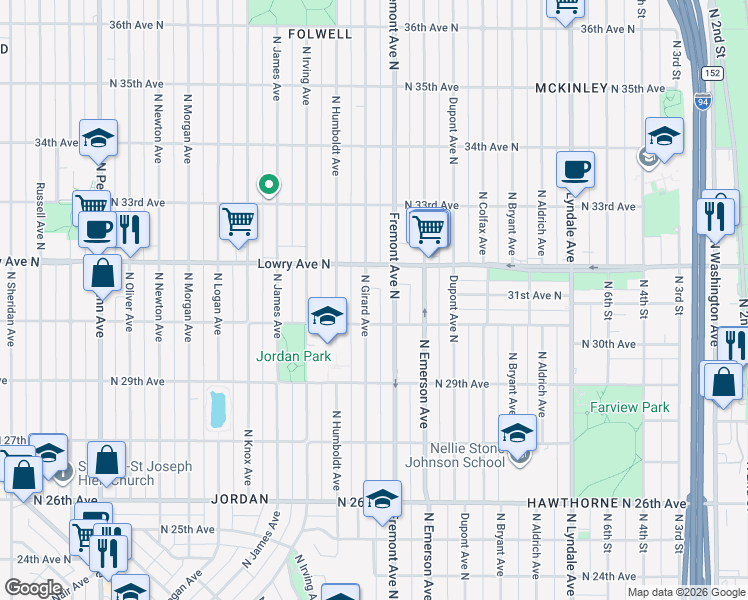 map of restaurants, bars, coffee shops, grocery stores, and more near 3019 North Girard Avenue in Minneapolis