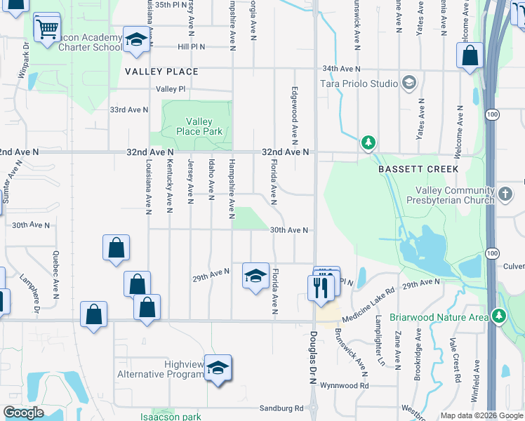 map of restaurants, bars, coffee shops, grocery stores, and more near 3015 Florida Avenue North in Minneapolis