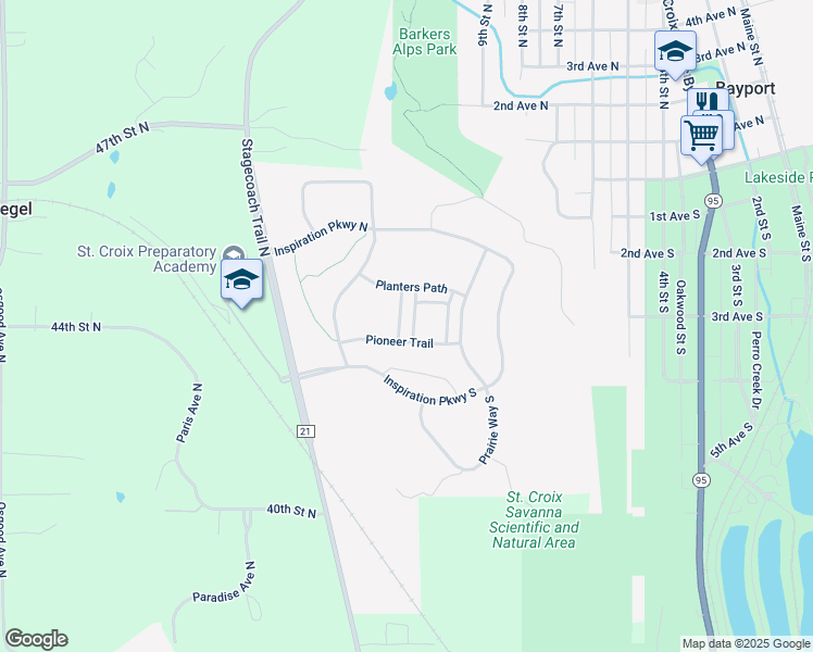 map of restaurants, bars, coffee shops, grocery stores, and more near 325 Periwinkle Place in Bayport