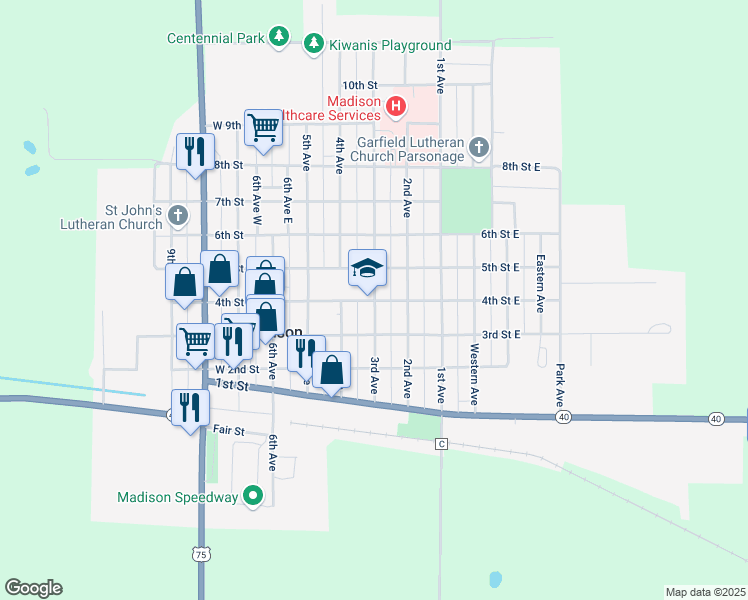 map of restaurants, bars, coffee shops, grocery stores, and more near 400 3rd Avenue in Madison