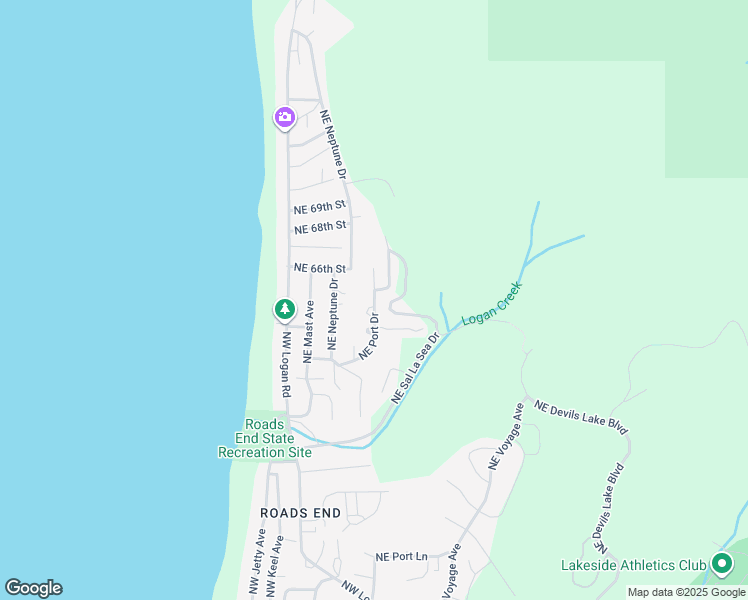 map of restaurants, bars, coffee shops, grocery stores, and more near Northeast Port Drive in Lincoln City