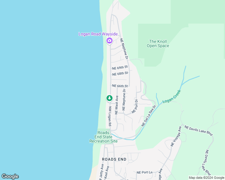 map of restaurants, bars, coffee shops, grocery stores, and more near 6538 Northeast Logan Road in Lincoln City