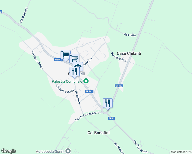 map of restaurants, bars, coffee shops, grocery stores, and more near 469 Via Aldo Moro in Ceneselli