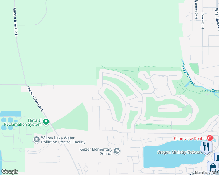 map of restaurants, bars, coffee shops, grocery stores, and more near 6468 Crampton Drive in Keizer