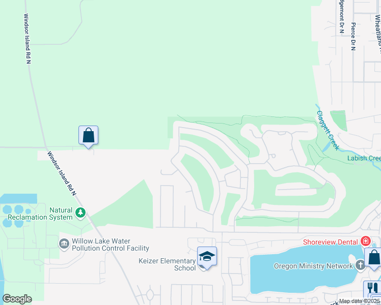 map of restaurants, bars, coffee shops, grocery stores, and more near 6468 Crampton Drive in Keizer