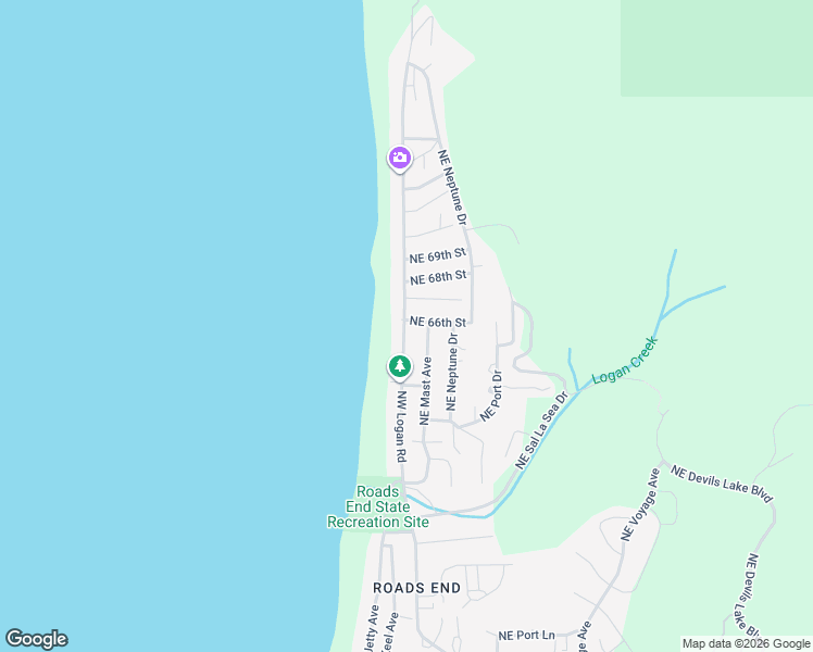 map of restaurants, bars, coffee shops, grocery stores, and more near 6538 Northeast Logan Road in Lincoln City