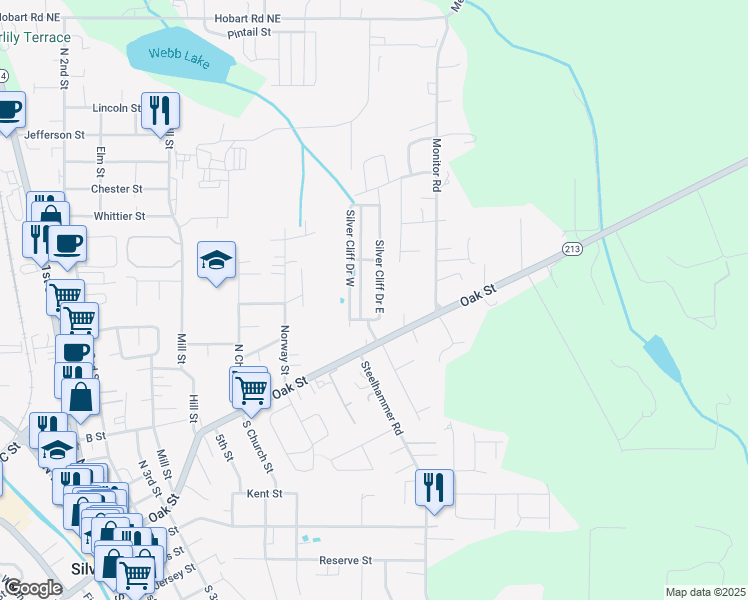 map of restaurants, bars, coffee shops, grocery stores, and more near 56 Clifford Boulevard in Silverton