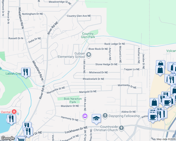 map of restaurants, bars, coffee shops, grocery stores, and more near in Keizer