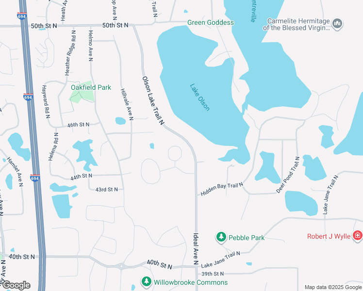 map of restaurants, bars, coffee shops, grocery stores, and more near 4430 Holm Oak Lane North in Oakdale