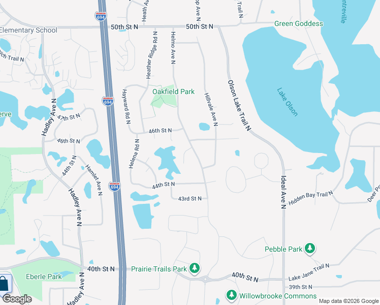 map of restaurants, bars, coffee shops, grocery stores, and more near 4502 Helmo Place North in Oakdale