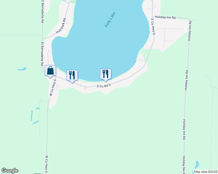 map of restaurants, bars, coffee shops, grocery stores, and more near 9438 County Road G in Suring